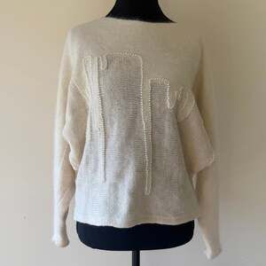 Vintage Cream Wool & Rabbit Hair Sweater With Pearls
